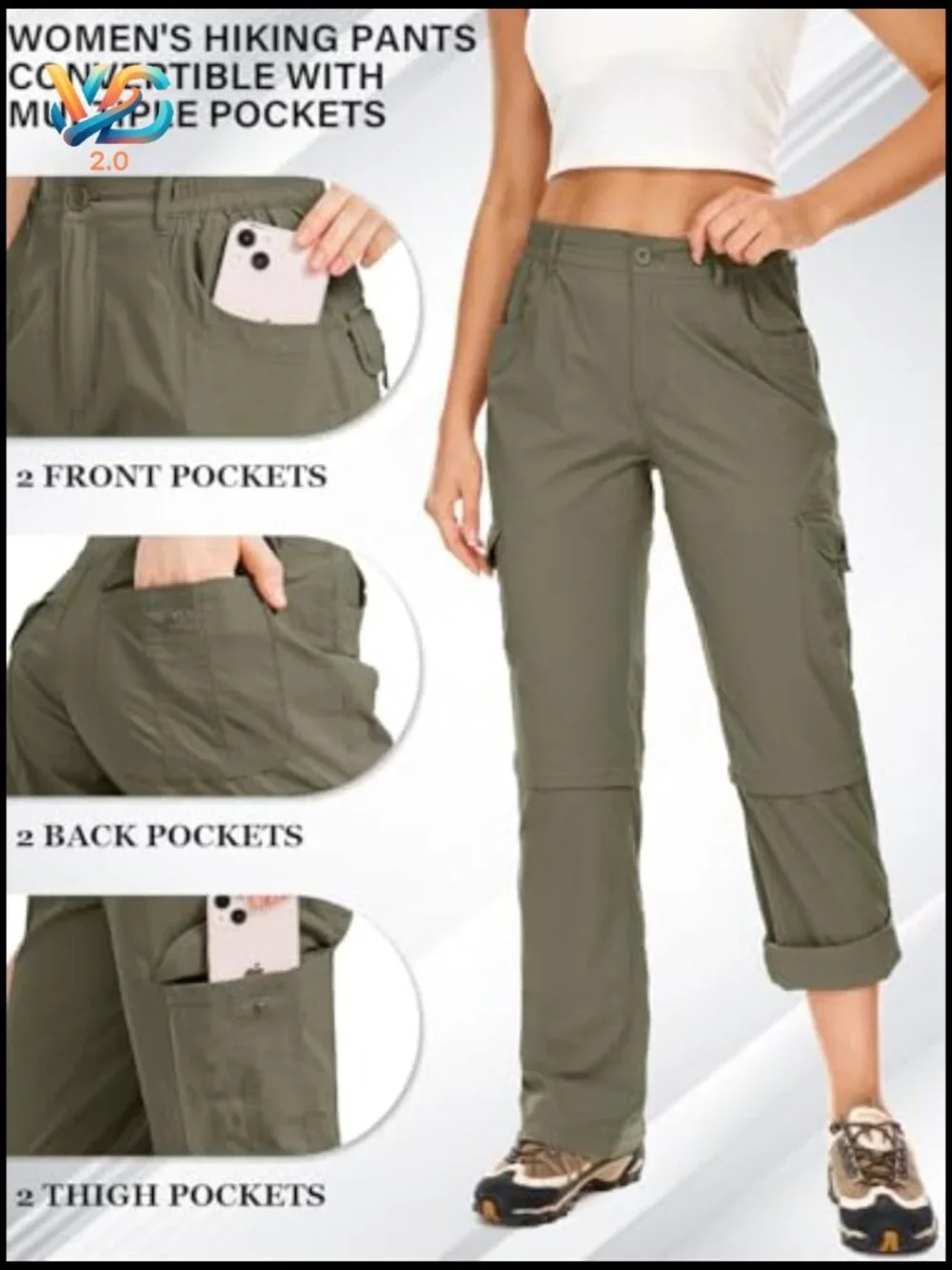 Women's Convertible Zip Off Hiking Pants Quick Dry Lightweight UPF 50
